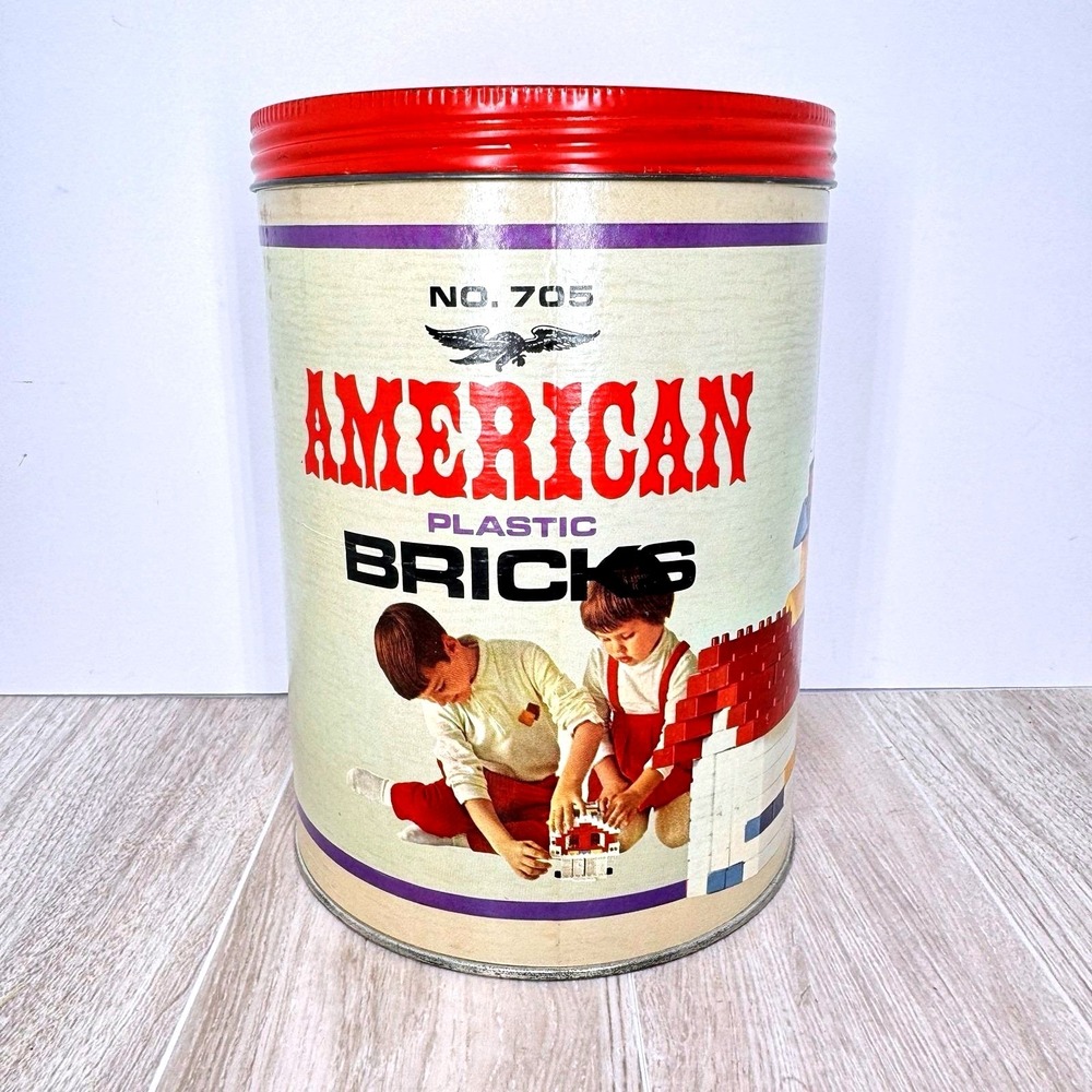 American Plastic Bricks No 705‎ Vintage Building Set Tin 1960s READ